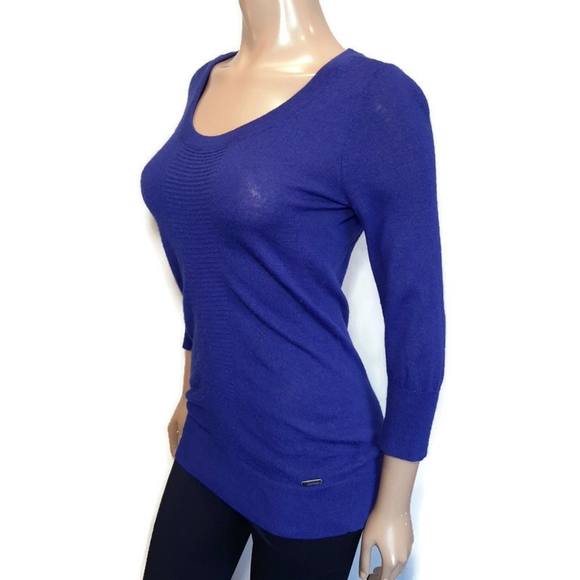 CALVIN KLEIN Soft Wool Blend Ribbed Tunic Sweater